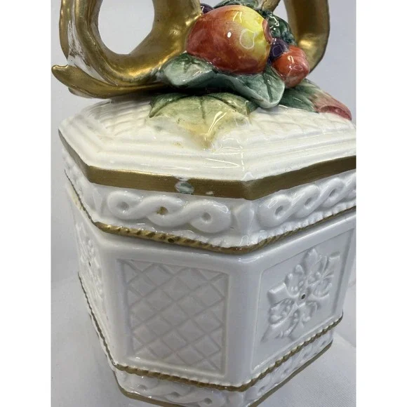 Fitz and Floyd Holiday Classics Hand Crafted Candy Jar With‎ Lid Beautiful 5" - Picture 7 of 8